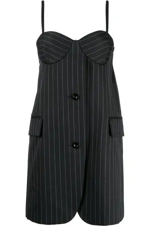 SACAI Pinstripe twill-corset mini dress
