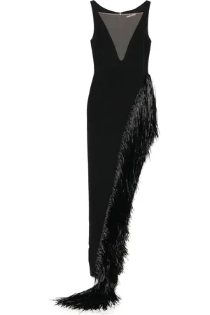 DAVID KOMA Fringed cady gown