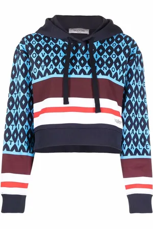 VALENTINO GARAVANI Logo-print striped hoodie