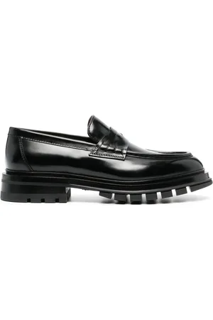 santoni Lug-sole leather penny loafers