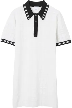 Burberry Check stripe-trim polo dress