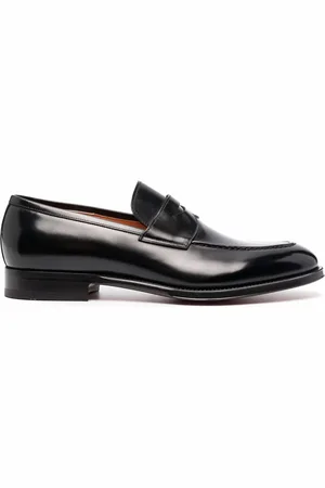 santoni Leather penny loafers