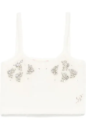 MISS BLUMARINE Crystal-embellished knitted top