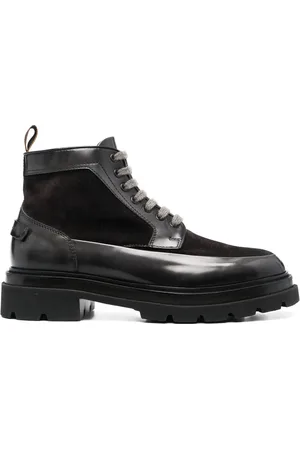santoni Panelled lace-up ankle boots