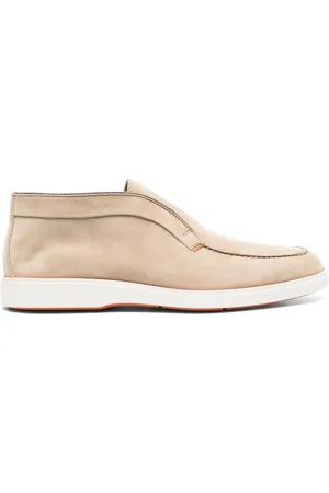 santoni Panelled-design calf-suede loafers