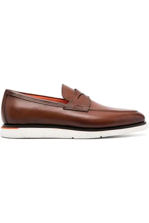 santoni Almond-toe leather loafers
