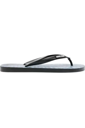 Roberto Cavalli Logo-patch textured flip-flops