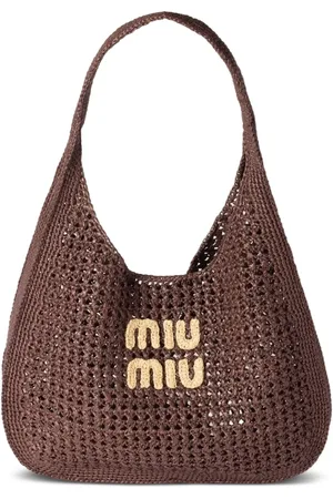 Miu Miu Raffia-effect woven shoulder bag