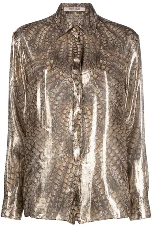 Roberto Cavalli Hawk-print metallic shirt