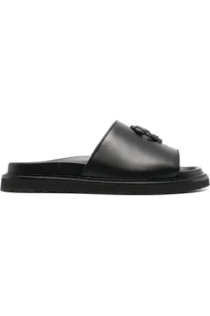 Roberto Cavalli Logo-plaque leather slides