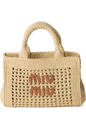 Miu Miu Raffia-effect woven tote bag