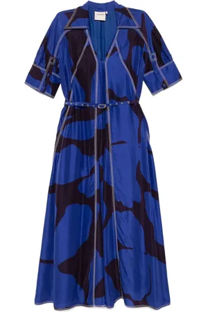 LOVEBIRDS Floral-print slotted dress