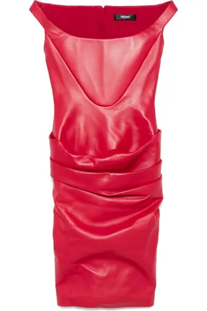 VERSACE Corset leather midi dress