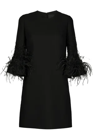 VALENTINO GARAVANI Feather detail shift dress