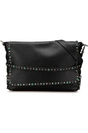 VALENTINO GARAVANI 2000-2017 Pebbled Calfskin Rockstud Rolling Flap Messenger Bag crossbody bag