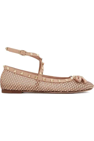 VALENTINO GARAVANI Rockstud rhinestone-embellished ballerina shoes