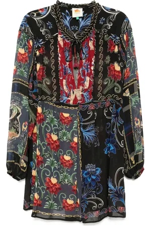 Farm Rio Mixed arabesque scarves dress