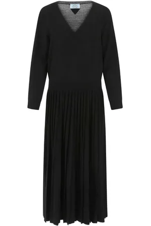 Prada V-neck pleated dress