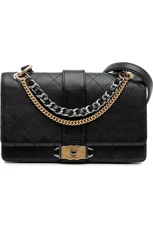 CHANEL 2018-2019 Quilted Calfskin Double Chain Top Handle Flap satchel