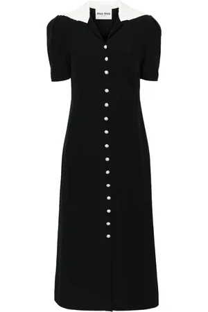 Miu Miu Crystal-embellished crepe flared dress