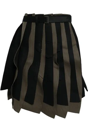 SACAI Asymmetric pleated wool skirt