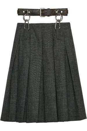 Prada Belted pleated midi skirt