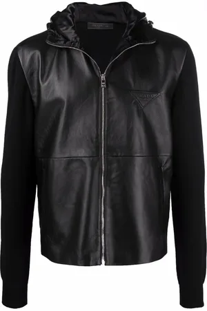 Prada Leather-panel hooded jacket