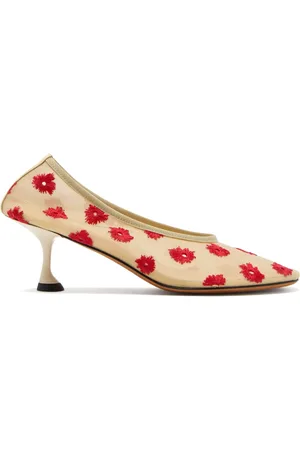 Proenza Schouler Tee floral-embroidered kitten pumps
