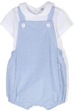 Il gufo Striped dungarees set