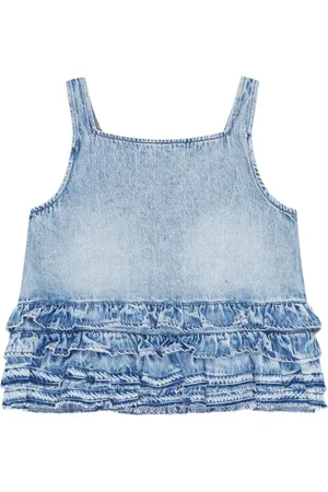 Ganni Ruffled denim top