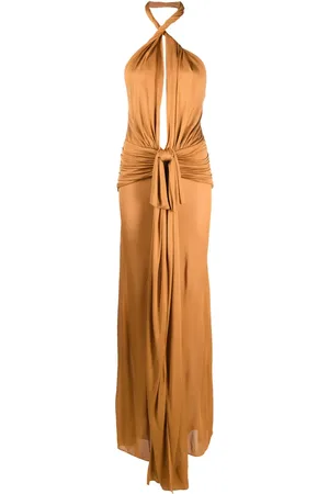 BLUMARINE Plunging V-neck draped gown
