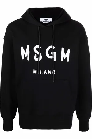 Msgm Long-sleeved logo print hoodie