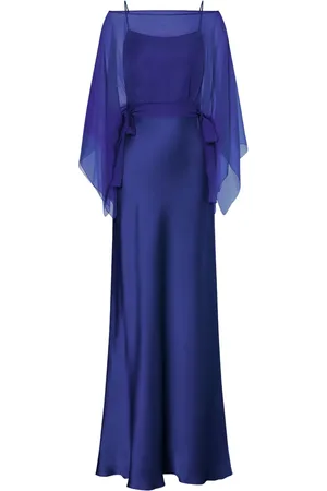 Alberta Ferretti Detachable-cape maxi dress