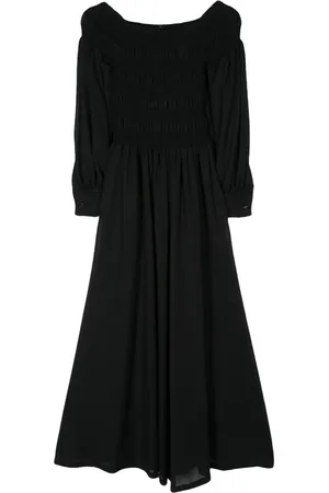 Max Mara Smocked-panel wool maxi dress