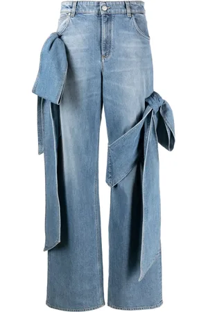BLUMARINE Bow-detailing wide-leg jeans