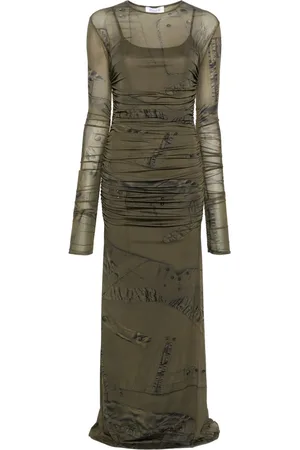 BLUMARINE Cargo-print gathered maxi dress
