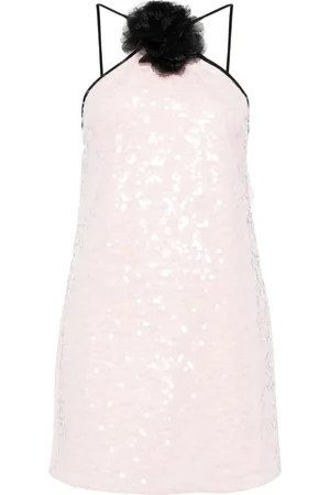 Self-Portrait Floral-appliqué sequin-embellished minidress