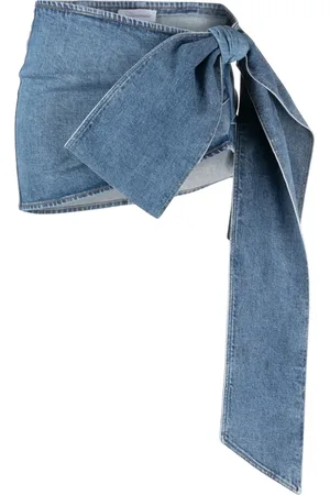 BLUMARINE Oversize-bow denim miniskirt