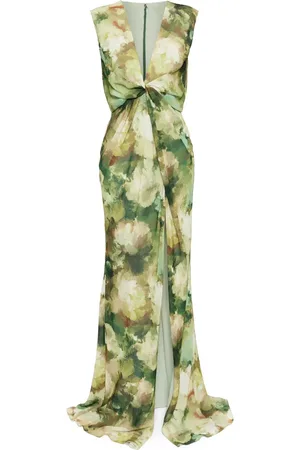 Amsale Watercolor twisted front dress