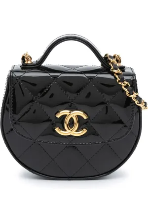 CHANEL 2021-2024 Mini CC Quilted Patent Leather Top Handle Clutch with Chain satchel