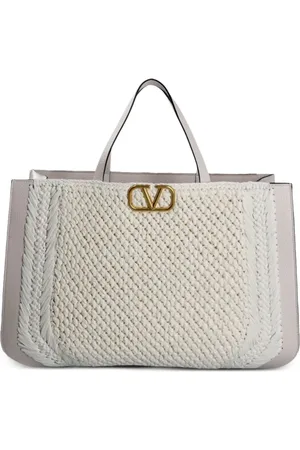 VALENTINO GARAVANI VLogo small raffia and leather tote bag
