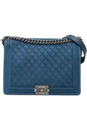 CHANEL 2012-2013 Large Quilted Denim Boy Flap crossbody bag