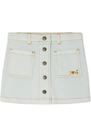 BONPOINT Gretel logo-embroidered denim skirt