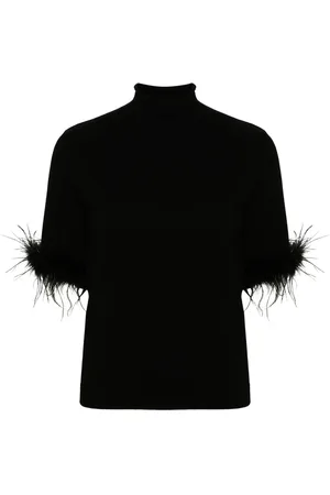 Twin-Set Feather-cuffs short-sleeve jumper