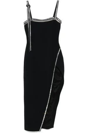 DAVID KOMA Crystal-trim open-leg midi dress
