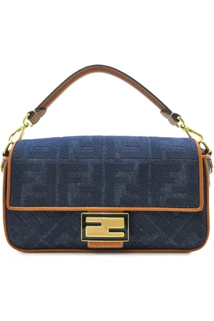 Fendi 2010-2023 Zucca Embroidered Denim Baguette satchel