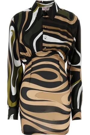 Puccini Abstract print cinched shirt dress
