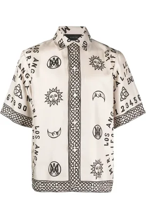 AMIRI Ouija Board-print silk bowling shirt