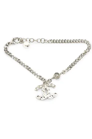 CHANEL 2021 CC Rhinestones Charms Bracelet costume bracelet