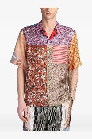 Marine Serre Regenerated silk-scarves bowling shirt